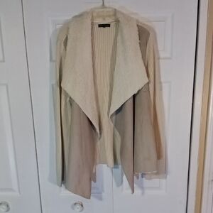 Chic Beige and Cream Waterfall Cardigan
